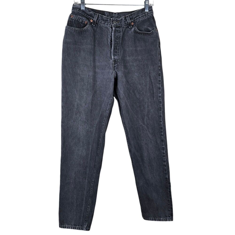 Vtg Levi's 13501-0658 Jeans Women's 13S Button Fly Black Denim Tapered USA Made